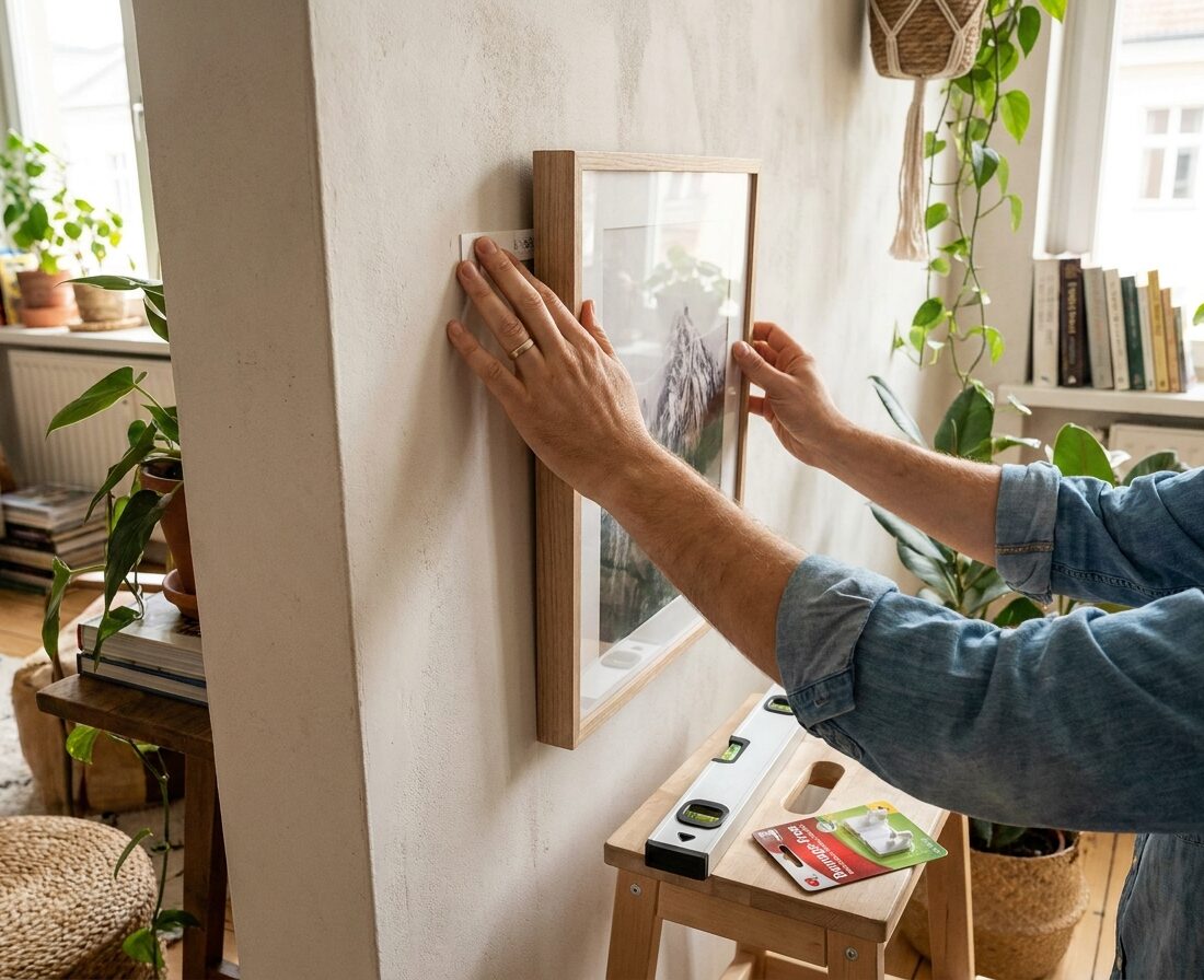 Boormachine en pluggen op een werkbank voor een lichte binnenmuur