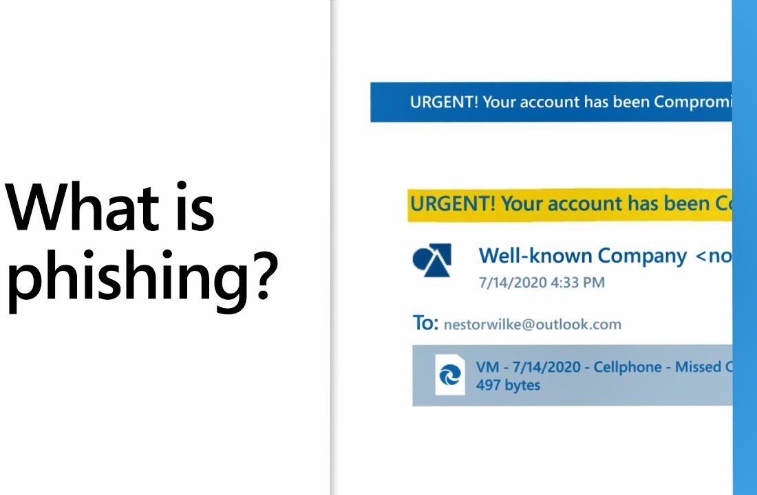 Beeld uit de uitlegvideo van Microsoft Security over phishing