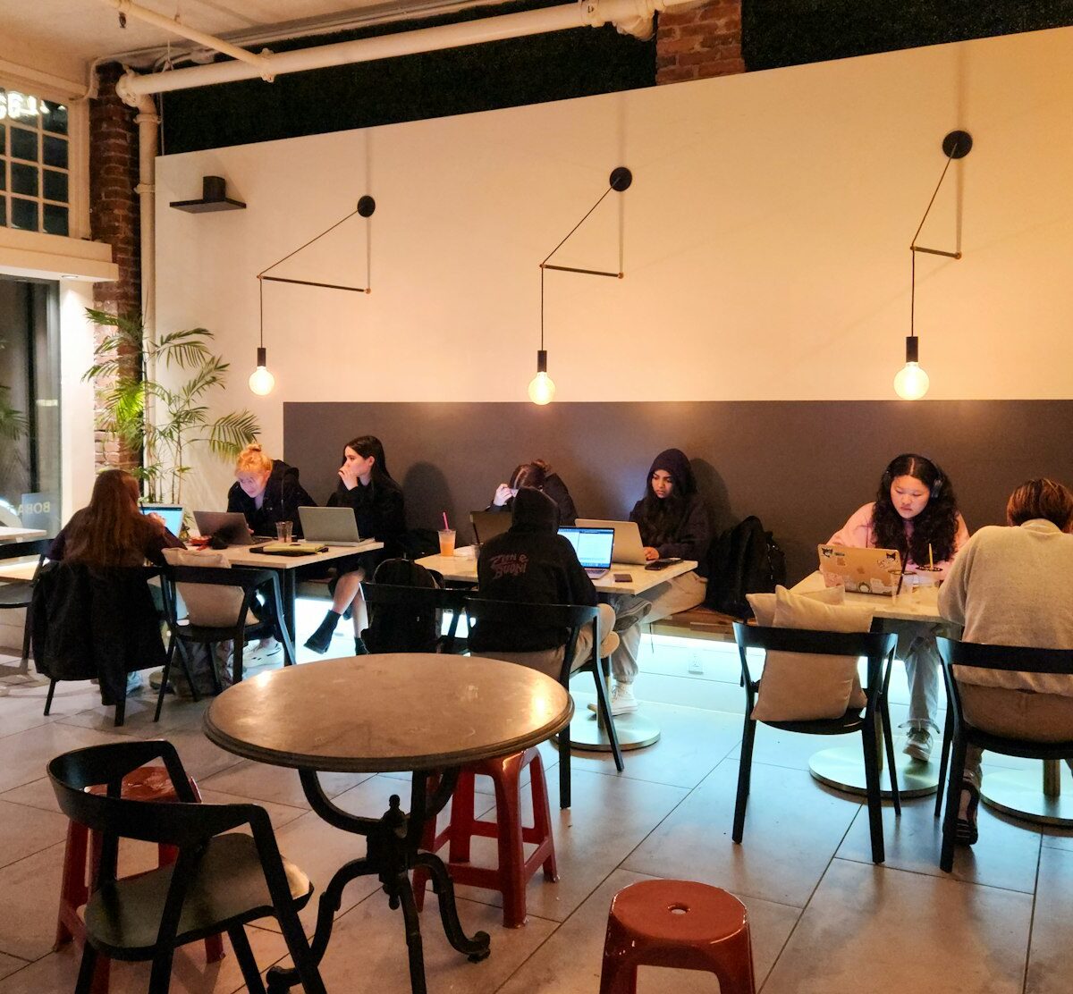 Student achter de bar van een café tijdens een bijbaan