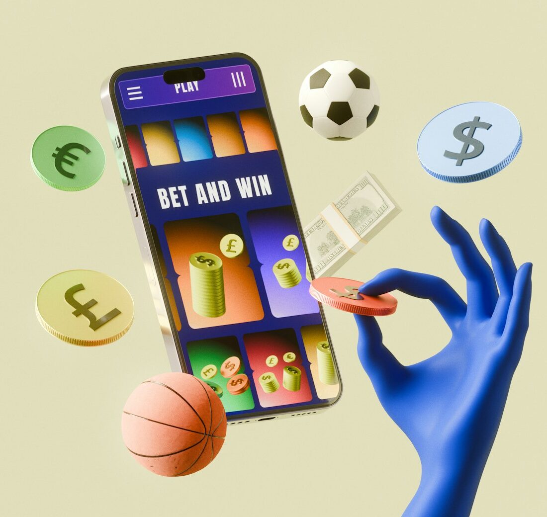 Telefoon met een online casino-app in iemands hand