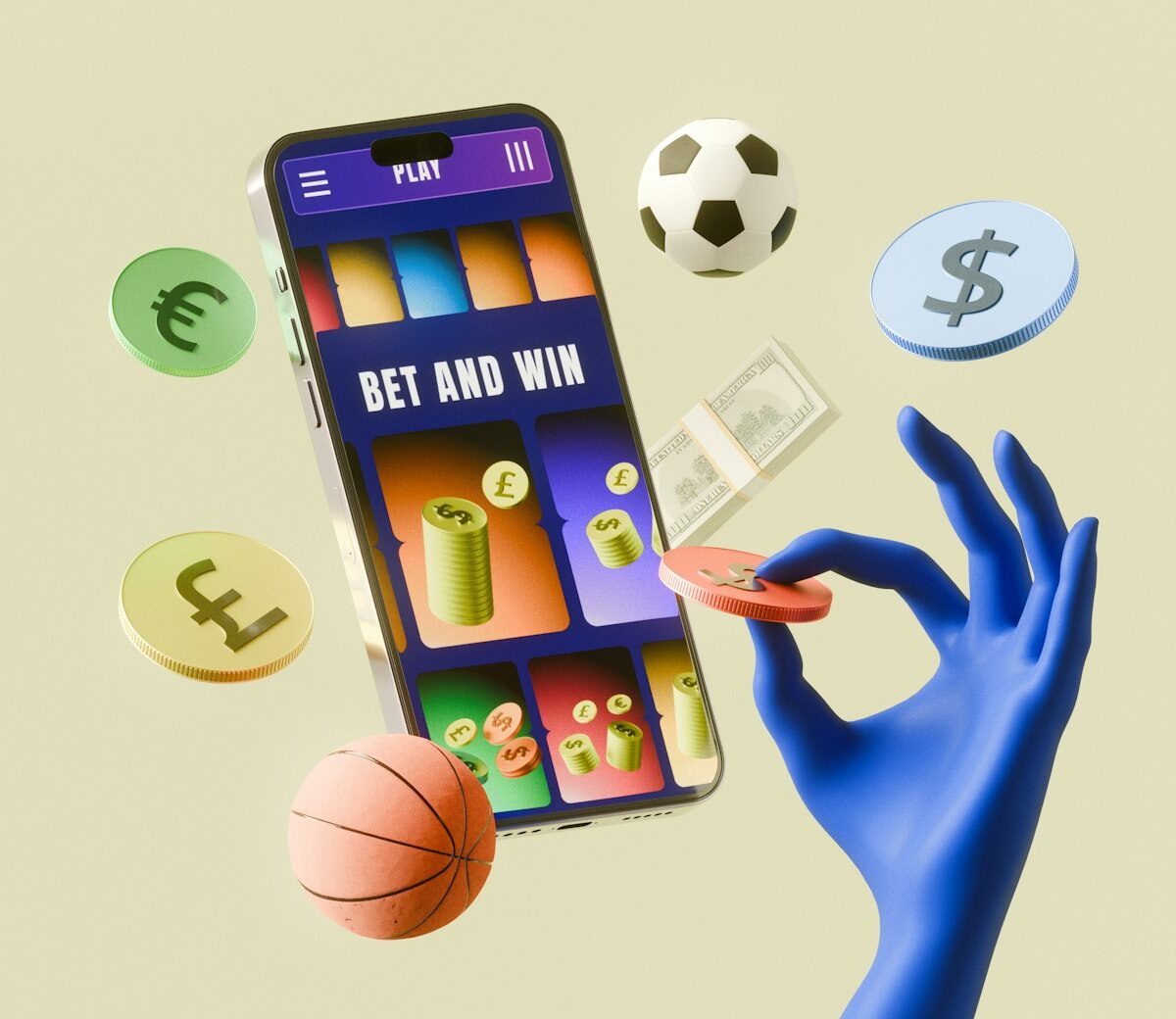 Telefoon met een online casino-app in iemands hand